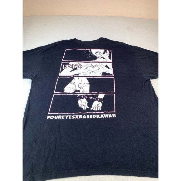 Doki Doki Foureyes x Based Kawaii black t shirt size large hentai anime Japan - Picture 2 of 7